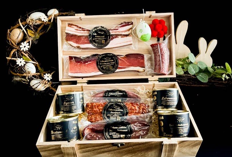Schäufeleshop Titelbild, Ostergeschenke mit Bratwurst, Lyoner, Schwarzwälder Schinken und Landjäger